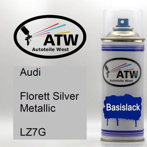 Audi, Florett Silver Metallic, LZ7G: 400ml Sprühdose, von ATW Autoteile West.